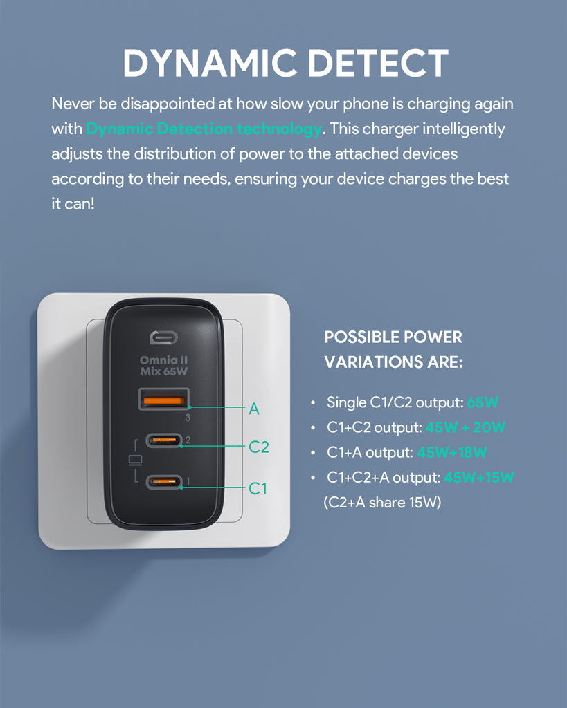 Aukey Omnia II 65w PD & Super Fast Charging With PPS Technology Wall Charger (PA-B6T)