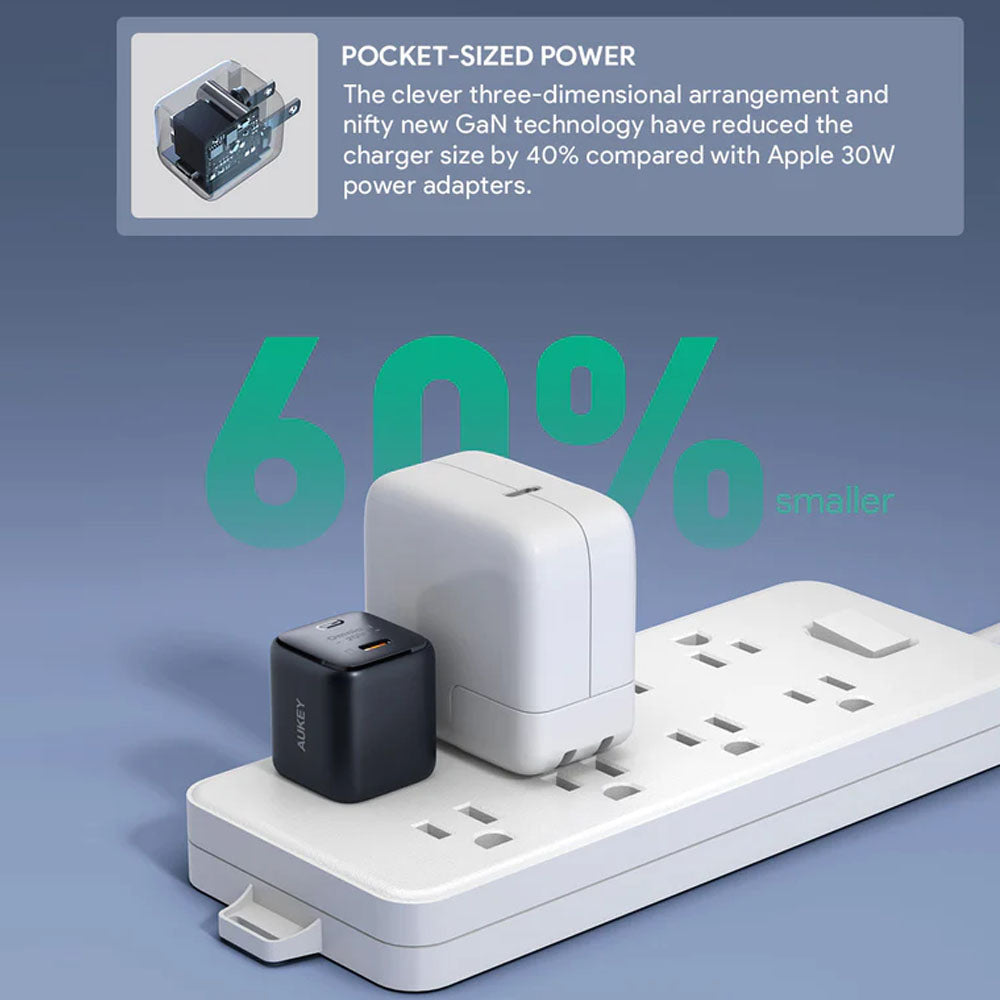 Aukey Omnia II Mini 20W USB-C PD Wall Charger,  Ultra-Compact & Portable (PA-B1T)