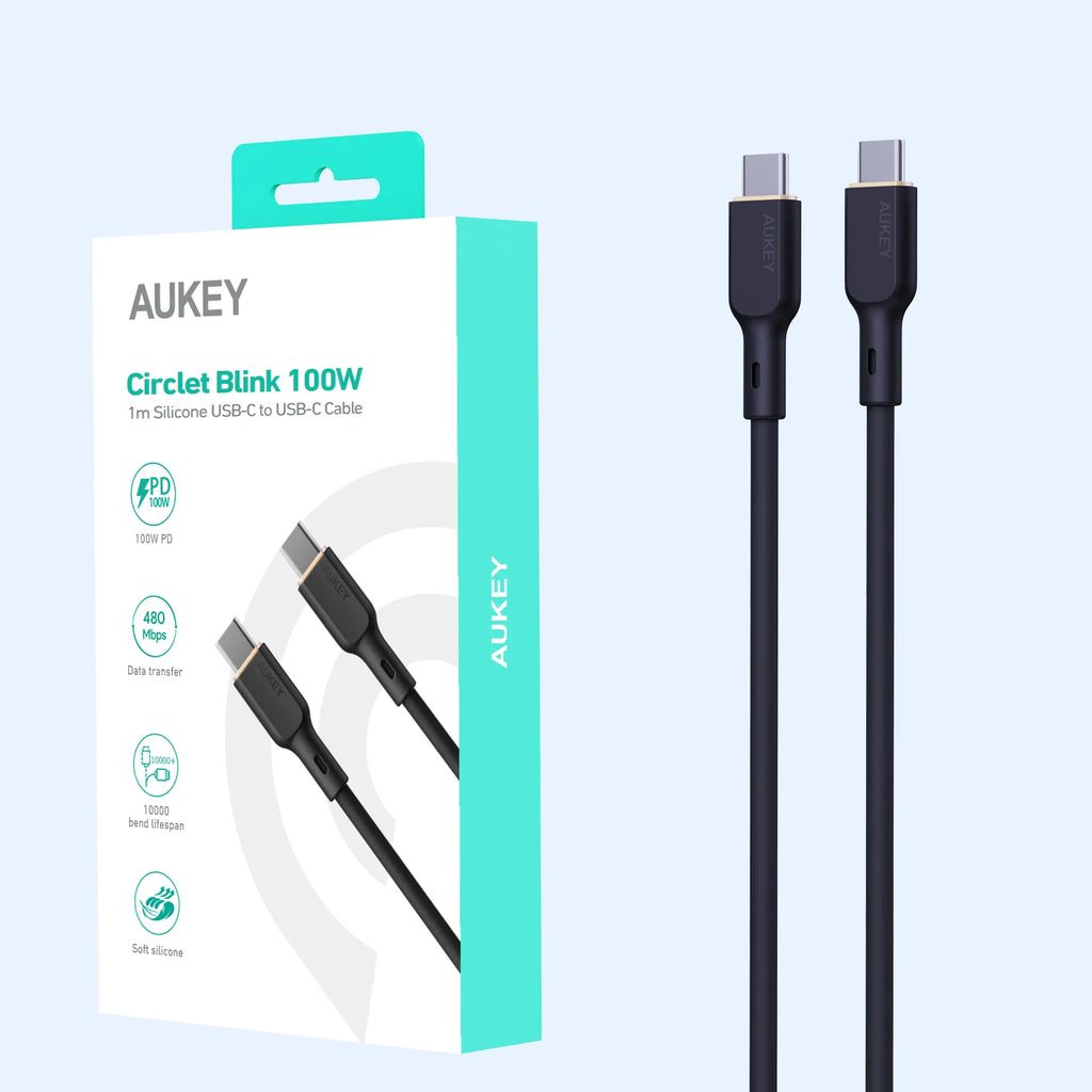 Aukey Circlet Blink 100W Silicone USB-C to USB-C Cable 1.8m (CB-SCC102)