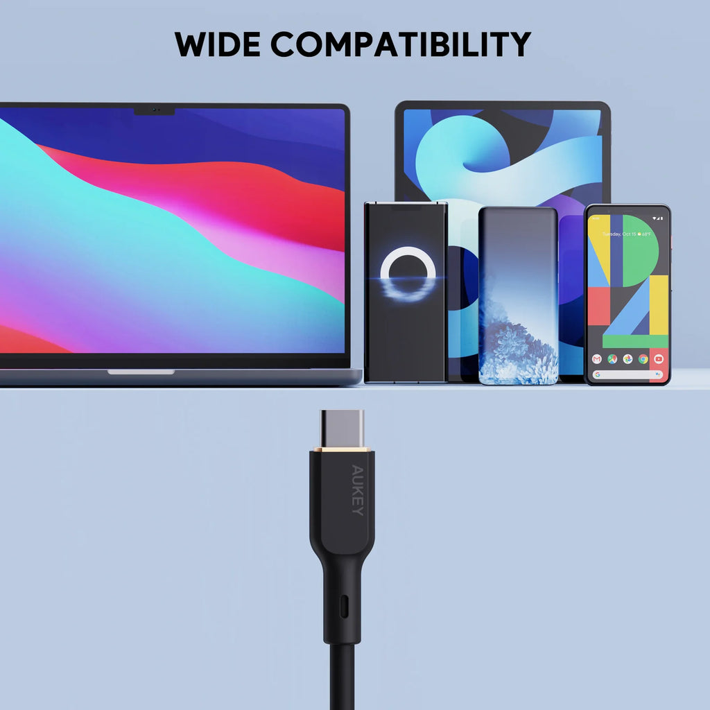 Aukey Circlet Blink 240W Silicone USB-C to USB-C Cable 1.8m (CB-SCC242)