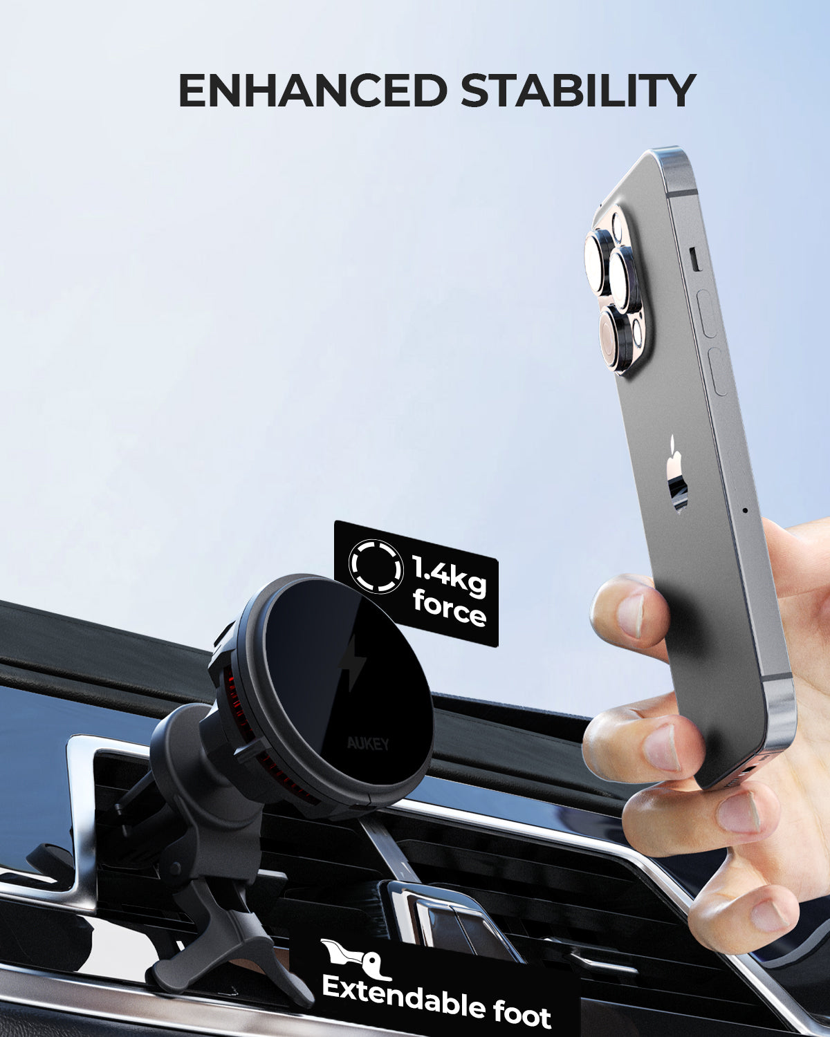 Aukey MagLink Freeze Magsafe Wireless Charging Car Mount (HD-M12) – Aukey Pakistan