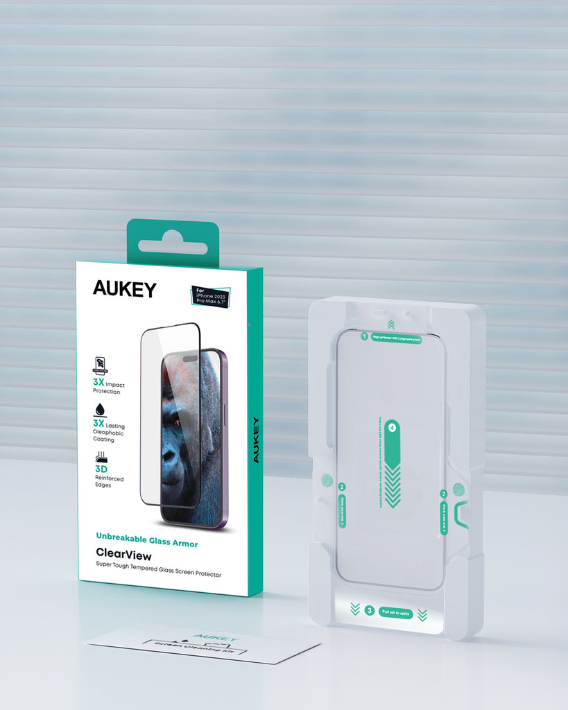 Aukey iPhone 15 Pro Max 6.7-inch Super Tough Corning Gorilla Glass Screen Protector (SP-GT20D)