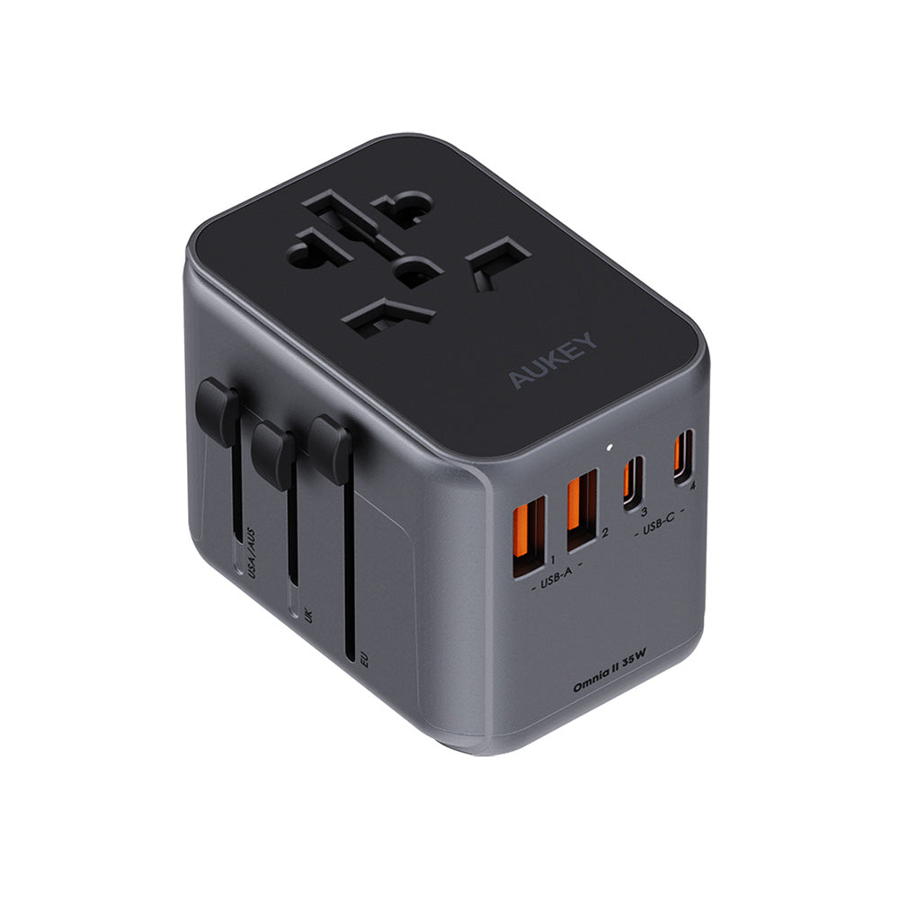 Aukey Travel Mate 35w Universal Travel Adapter with Four Ports, including Two Usb-A Ports and two USB-C Ports (PA-TA07)